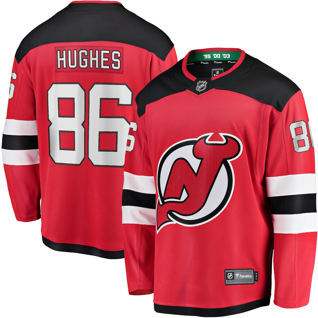 Men's New Jersey Devils Jack Hughes Fanatics Red Player Jersey