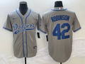 Men's Los Angeles Dodgers Jackie Robinson Gray Player Jersey Joint Edition