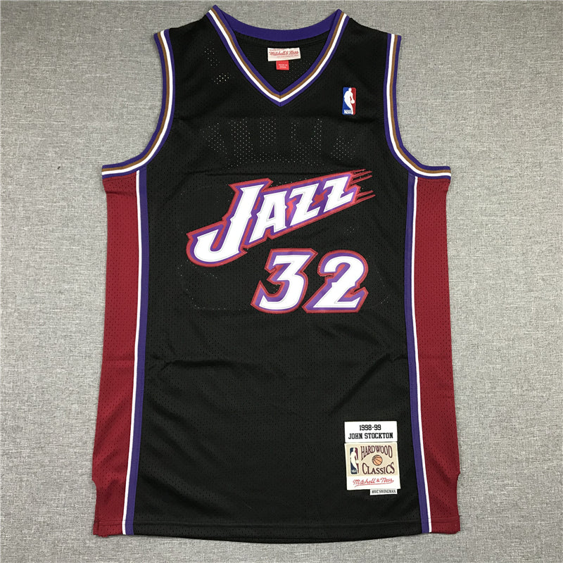Men's Utah Jazz Karl Malone Black 1998-99 Hardwood Classics Swingman Jersey