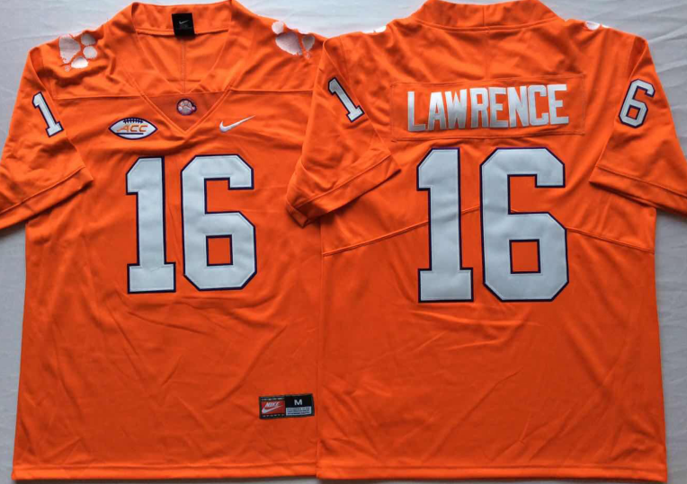 Men's Clemson Tigers Trevor Lawrence Orange Game Jersey