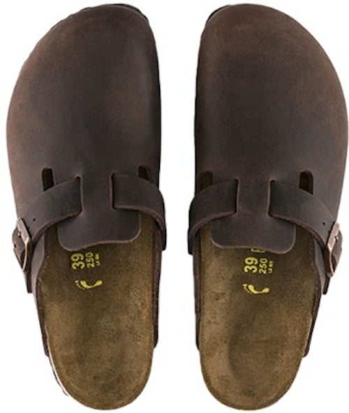 Birkenstock Boston Oiled Leather Habana 860131 Brown Fashion Slippers