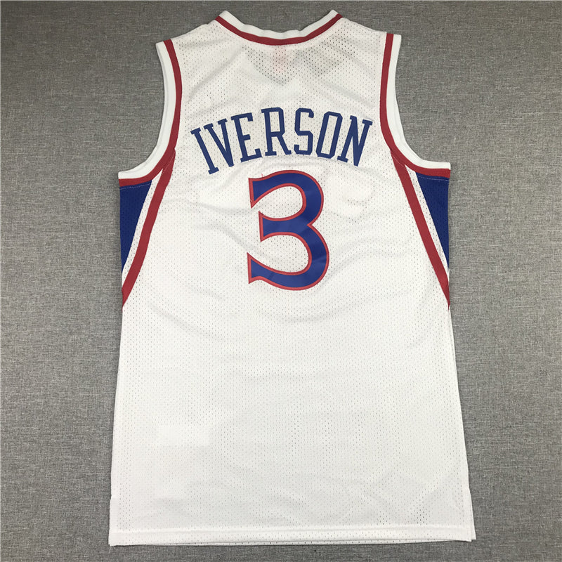 Men's Philadelphia 76ers Allen Iverson White Hardwood Classics Authentic Jersey