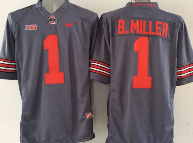 Men's Ohio State Buckeyes Braxton Miller Gray Player Game Jersey