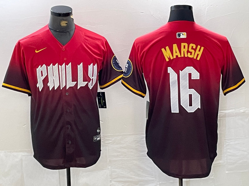 Men's Philadelphia Phillies Brandon Marsh Red 2024 City Connect Limited Player Jersey