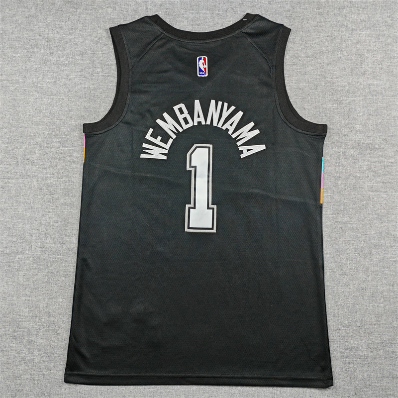 Men's San Antonio Spurs Victor Wembanyama Black 2025/26 Swingman Jersey - City Edition