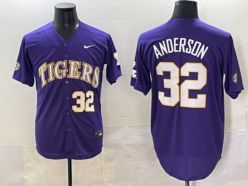 Men's LSU Tigers Kade Anderson Purple Replica Player Jersey
