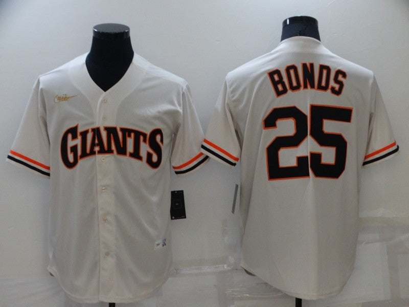 Men's San Francisco Giants Barry Bonds Beige Stitched Jersey