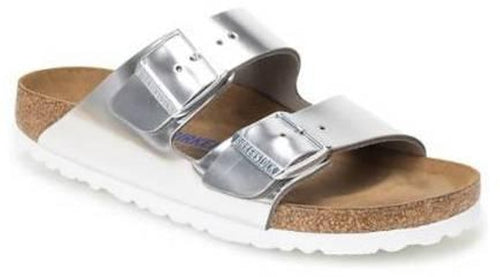 Birkenstock 1005961 Metallic Silver Flat Sandals