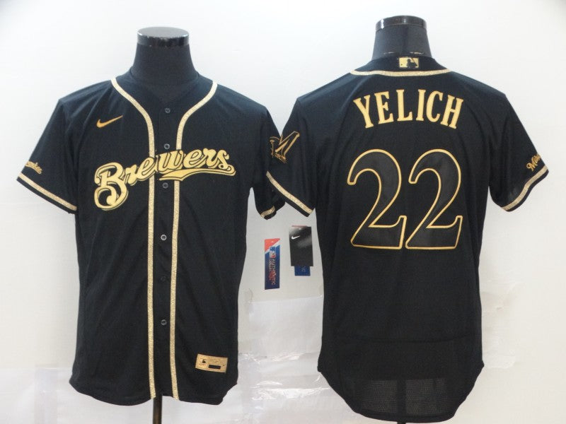 Men's Milwaukee Brewers Christian Yelich MLB Black Player Jersey