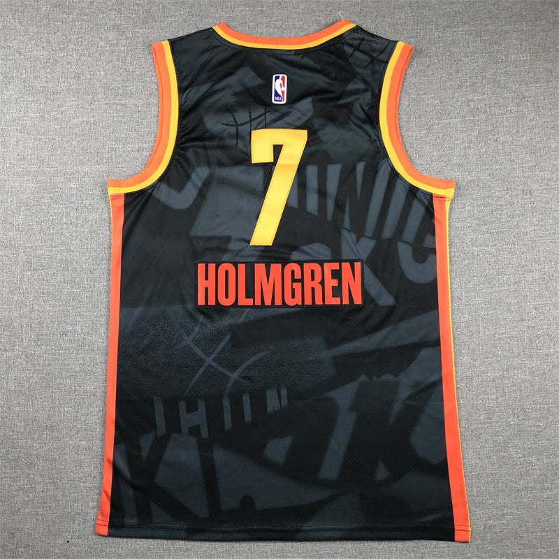 Men's Oklahoma City Thunder Chet Holmgren Black 2023/24 Swingman Jersey - City Edition