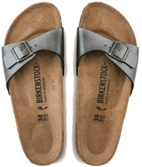 Birkenstock Madrid Birko-Flor 1021532 Narrow Fit Metallic Black Sandals