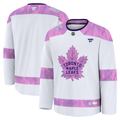 Men's Toronto Maple Leafs Fanatics White Purple 2024 Hockey Fights Cancer Practice Blank Jersey