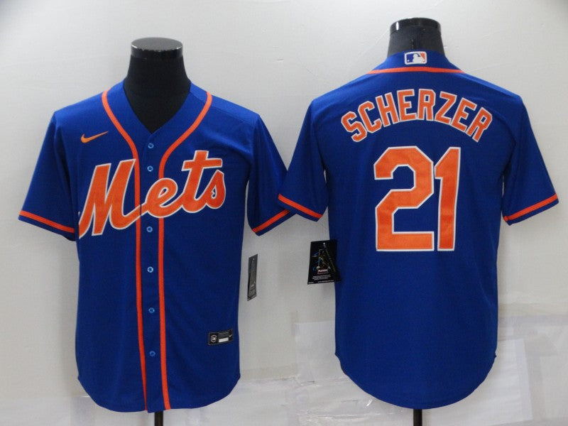 Men's New York Mets Max Scherzer Blue Replica Baseball Jersey