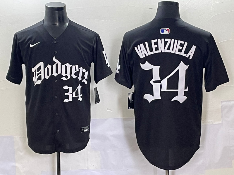 Men's Los Angeles Dodgers Fernando Valenzuela Black Alternate Player Jersey