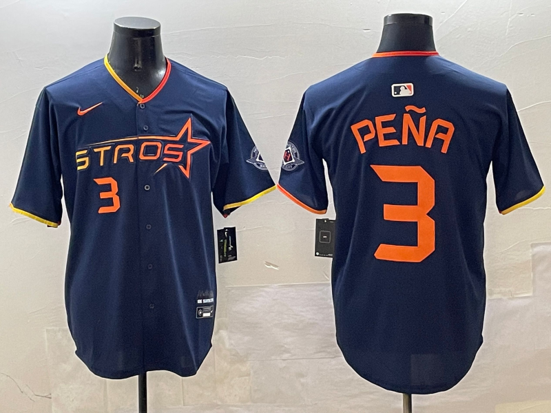 Men's Houston Astros Jeremy Pena Navy 2025 City Connect Limited Player Jersey