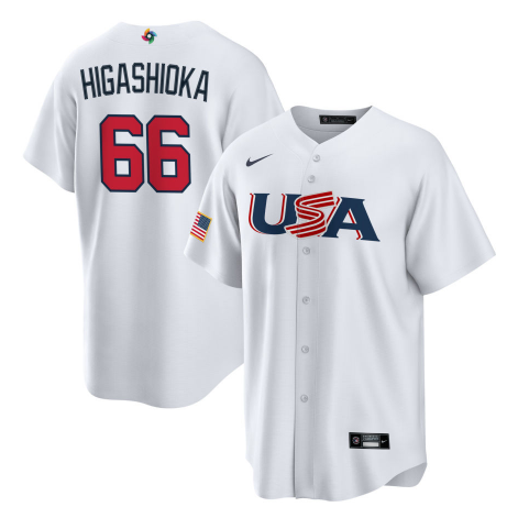 Men's 2023 World Baseball Classic Kyle Higashioka USA White Jersey