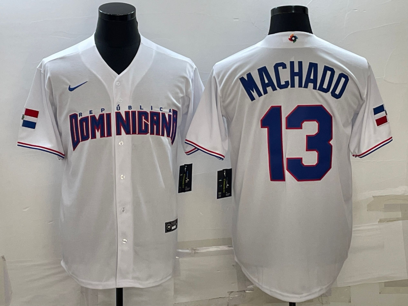 Men's 2023 World Baseball Classic Manny Machado Dominican Republic White Jersey