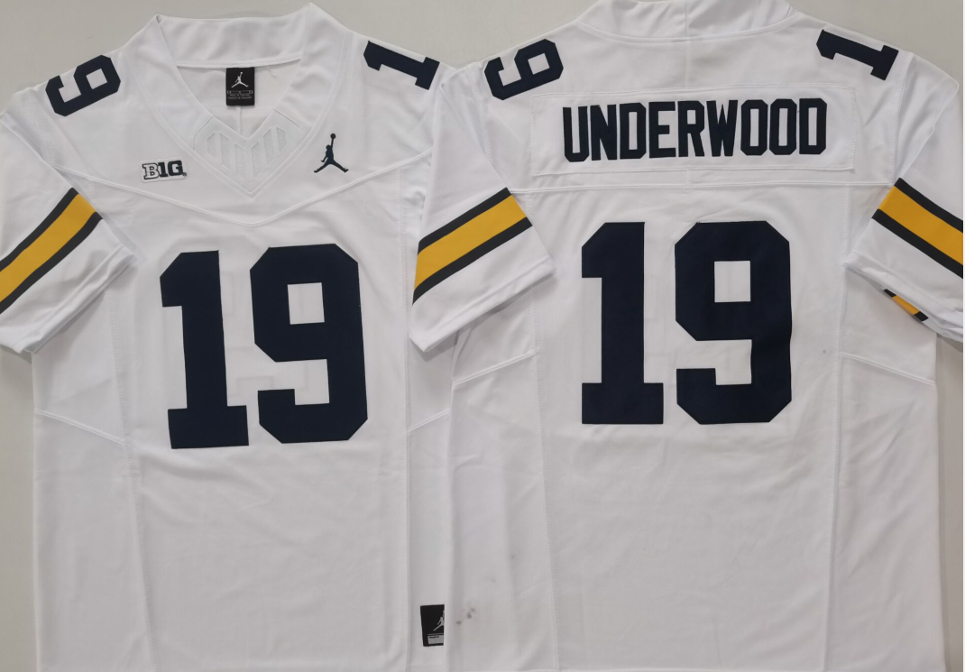 Men's Michigan Wolverines Bryce Underwood White Player Jersey