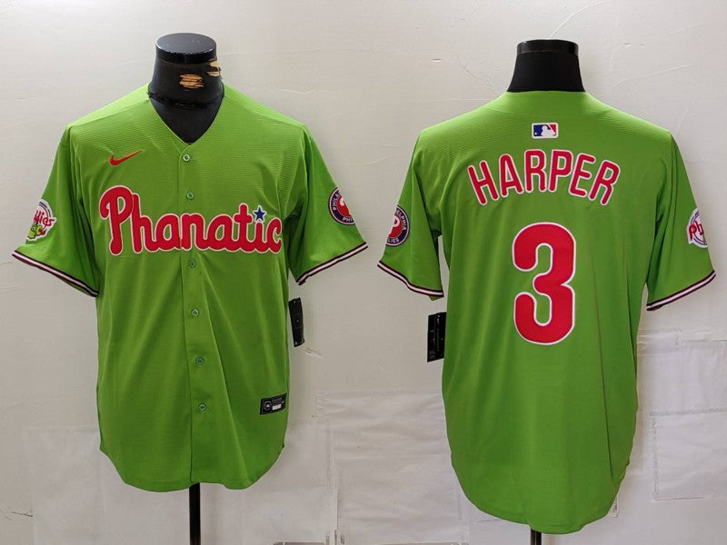 Men's Philadelphia Phillies Bryce Harper Green Replica Player Name Jersey