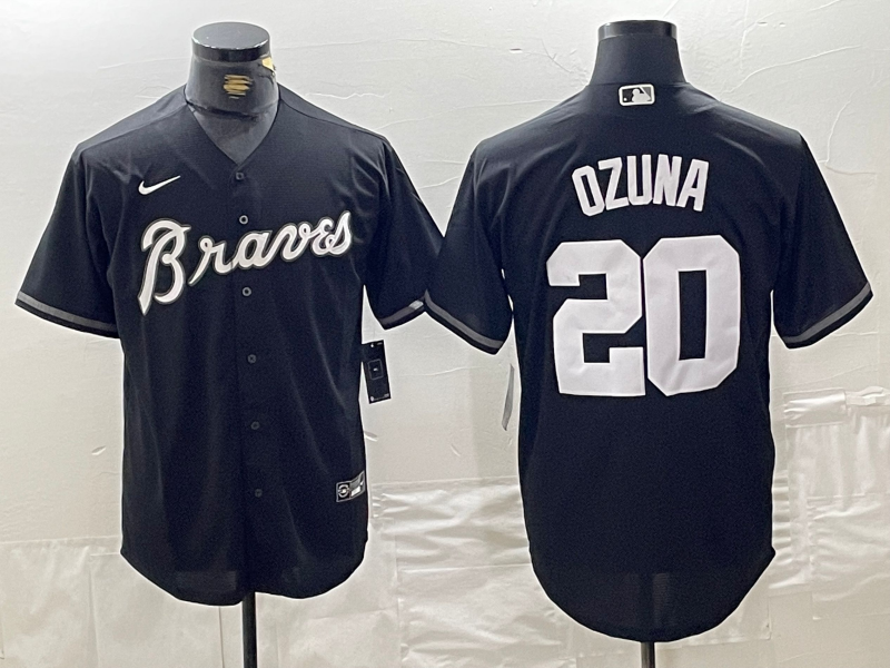 Men's Atlanta Braves Marcell Ozuna Black Limited Player Jersey