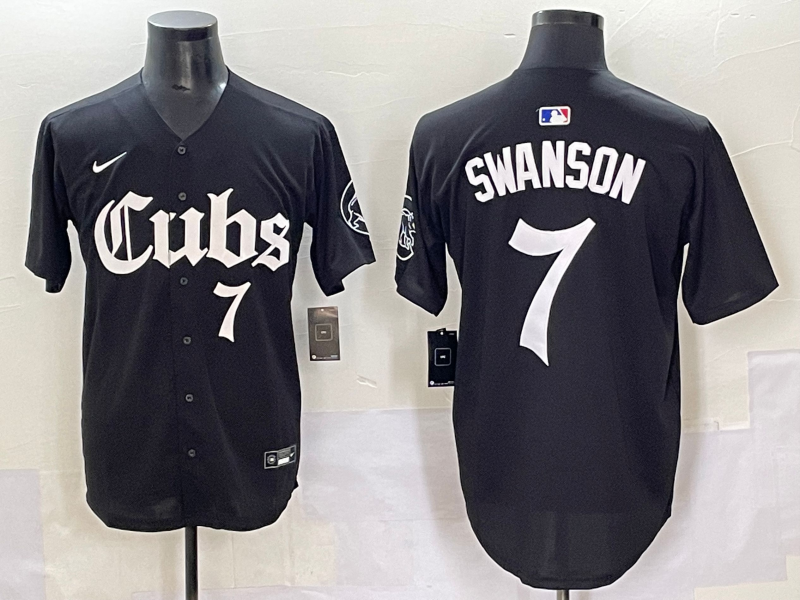 Men's Chicago Cubs Dansby Swanson Black Replica Player Jersey