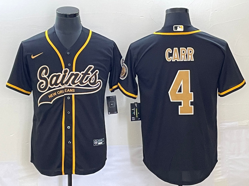 Men's New Orleans Saints Derek Carr Black Game Jersey Joint Edition