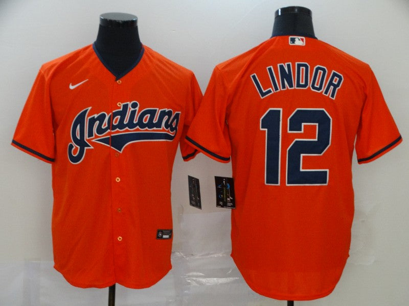 Men's Cleveland Guardians Francisco Lindor Orange Replica Baseball Jersey