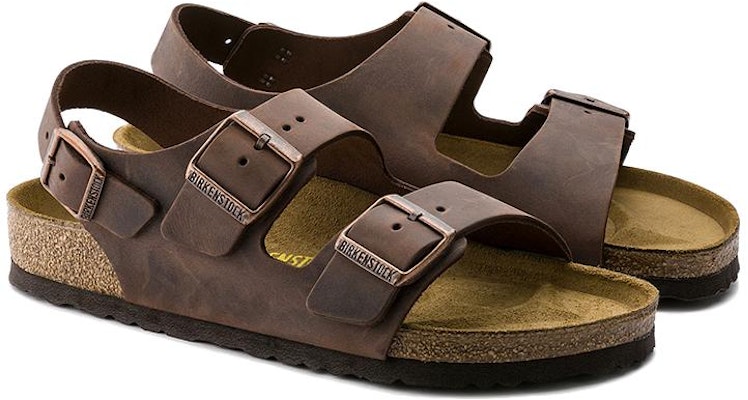 Birkenstock Milano Oiled Leather Habana 0034871 Brown Beach Sandals