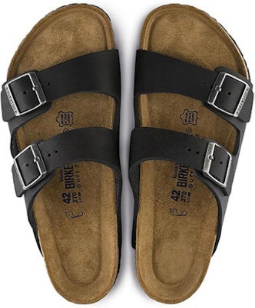 Birkenstock Arizona Oiled Nubuck Leather 752483 Narrow Fit Black Sandals