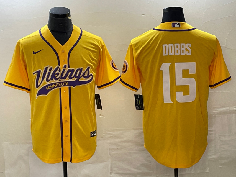 Men's Minnesota Vikings Joshua Dobbs Gold Game Jersey Joint Edition