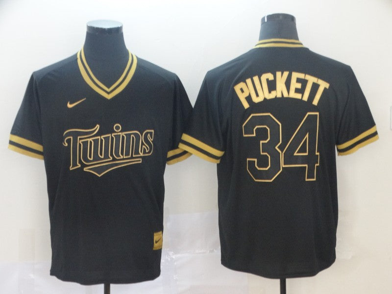 Men's Minnesota Twins Kirby Puckett Black Replica Baseball Jersey