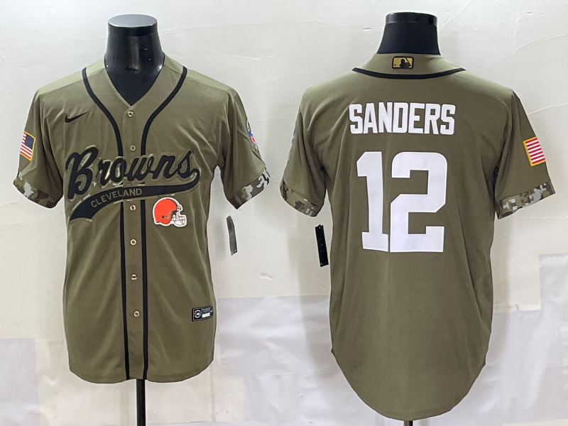Men's Cleveland Browns Shedeur Sanders Olive 2022 Salute To Service Limited Jersey
