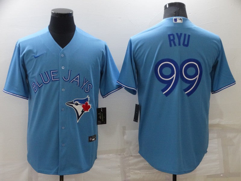 Men's Toronto Blue Jays Hyun-Jin Ryu Light Blue Replica Baseball Jersey