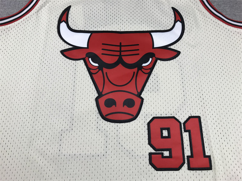 Men's Chicago Bulls Dennis Rodman Cream Hardwood Classics Swingman Jersey