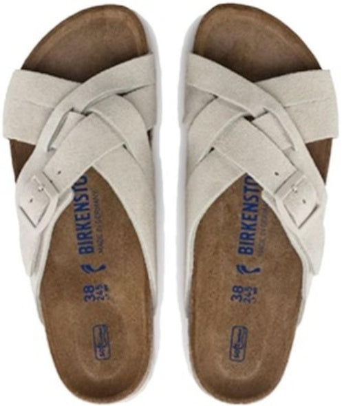 Birkenstock Lugano 1024560 Soft Footbed Suede Narrow Fit Khaki Sandals