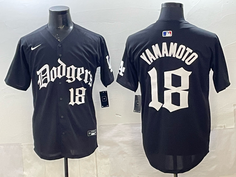 Men's Los Angeles Dodgers Yoshinobu Yamamoto Black Alternate Game Jersey