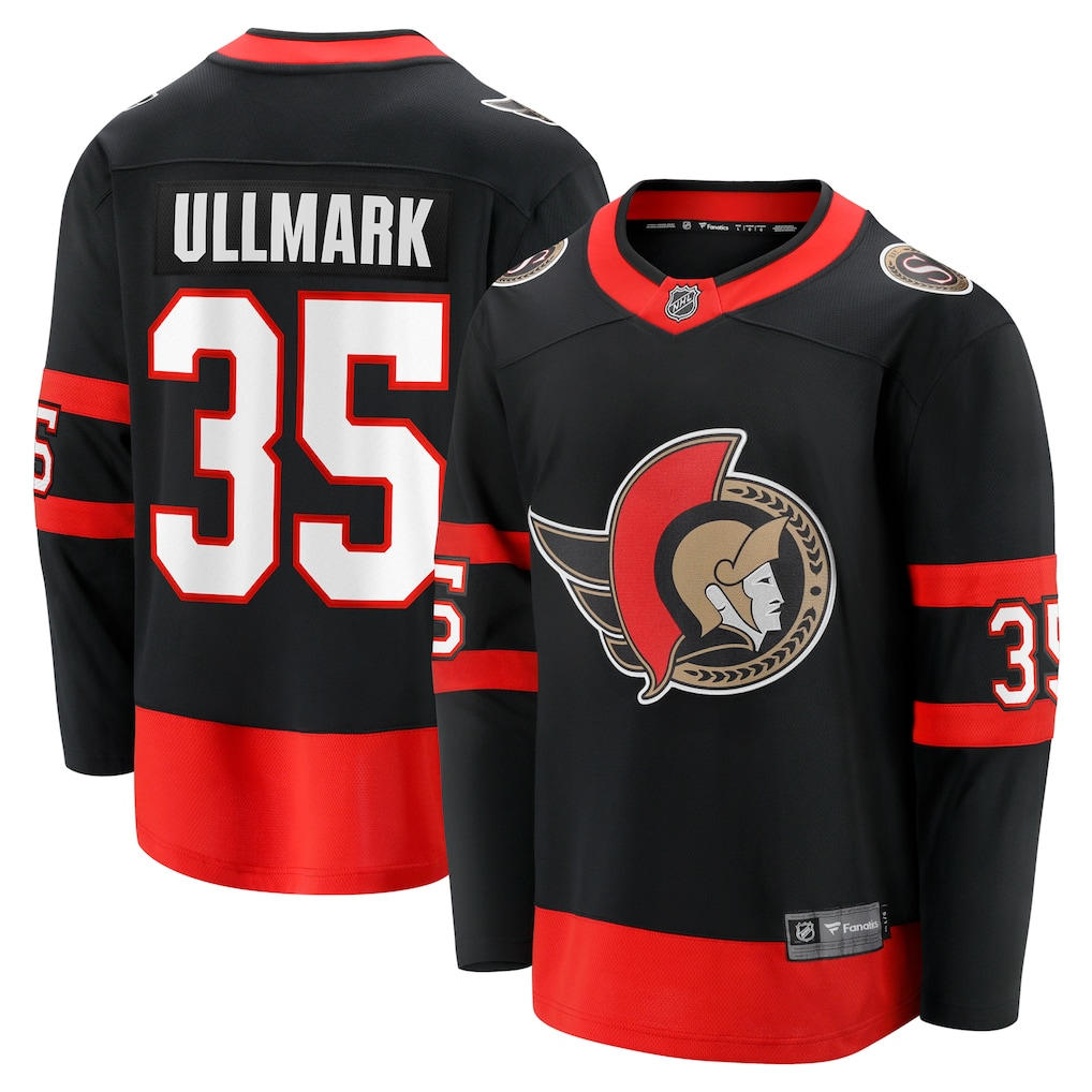 Men's Ottawa Senators Linus Ullmark Fanatics Black Home Breakaway Player Jersey