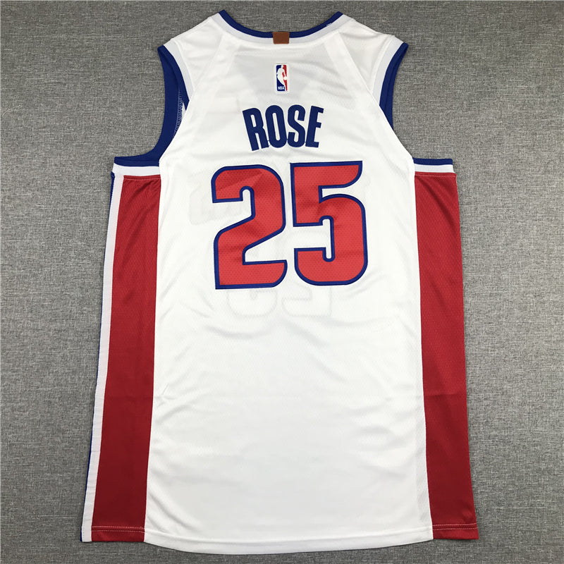 Men's Detroit Pistons Derrick Rose White 2021/22 Fast Break Replica Jersey