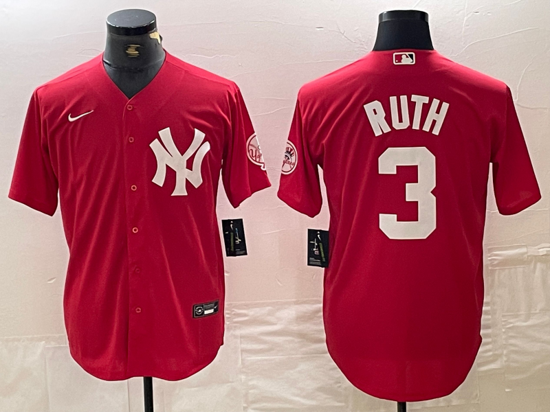 Men's New York Yankees Babe Ruth Red Replica Player Jersey