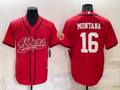 Men's San Francisco 49ers Joe Montana Red Game Jersey Joint Edition