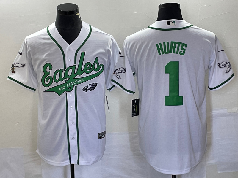 Men's Philadelphia Eagles Jalen Hurts White Game Jersey Joint Edition