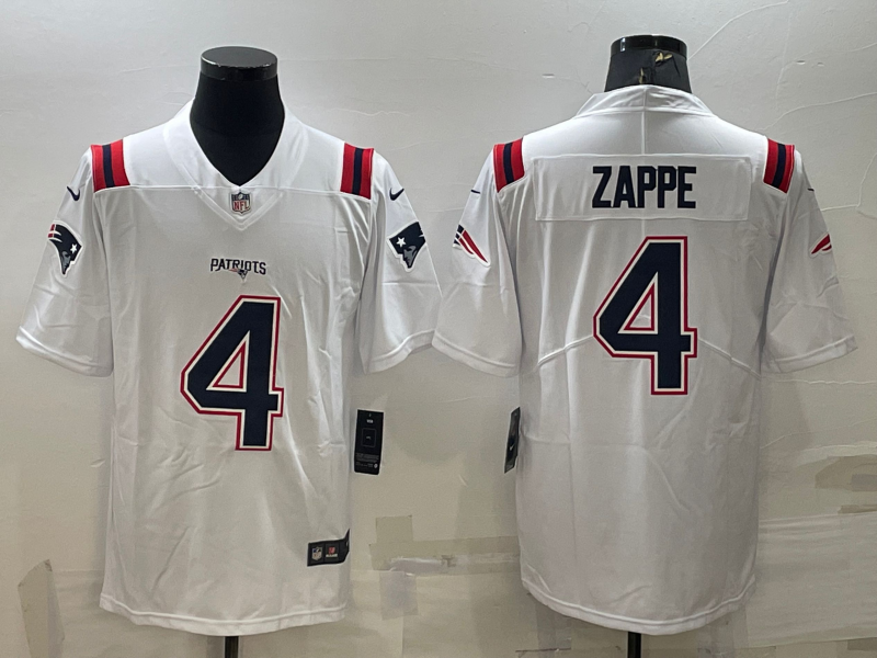 Men's New England Patriots Bailey Zappe White Game Jersey