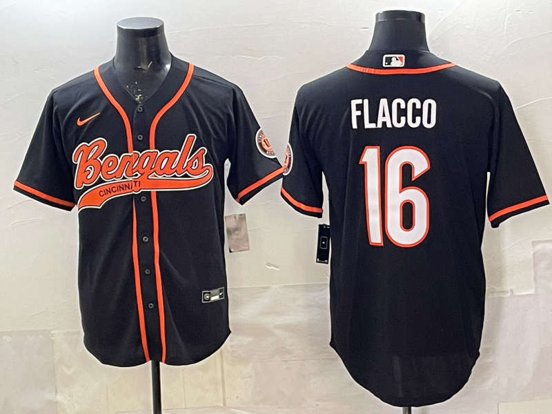 Men's Cincinnati Bengals Joe Flacco Black Team Game Jersey