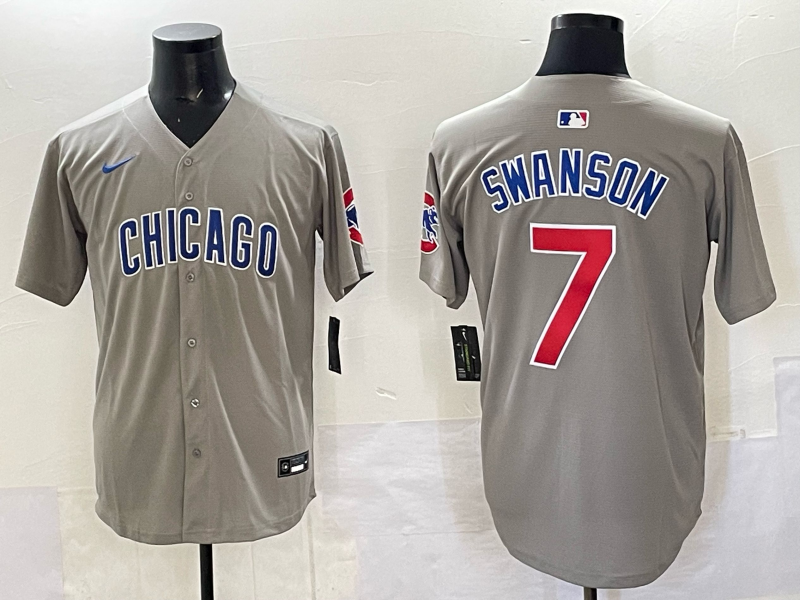 Men's Chicago Cubs Dansby Swanson Gray Replica Player Jersey