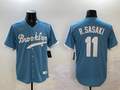 Men's Los Angeles Dodgers Roki Sasaki Light Blue Cooperstown Collection Player Jersey