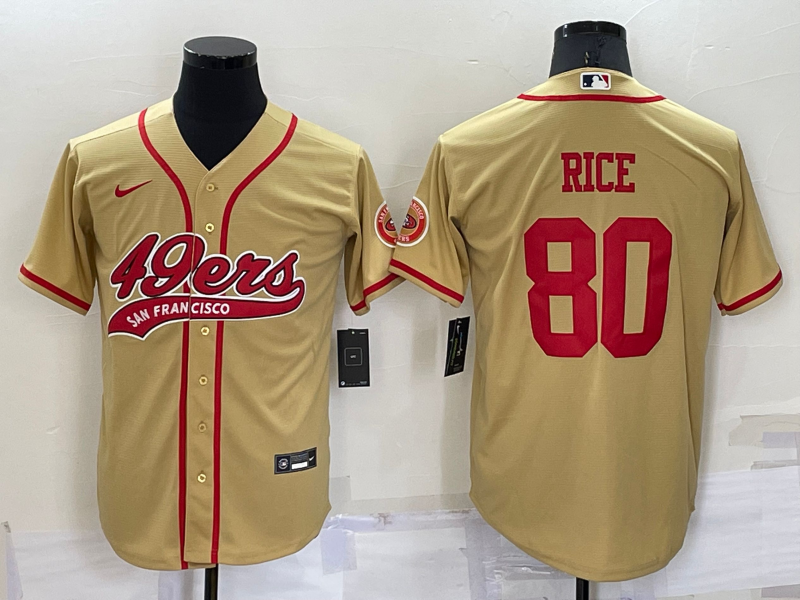 Men's San Francisco 49ers Jerry Rice Gold Game Jersey Joint Edition