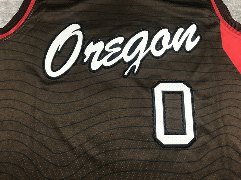 Men's Portland Trail Blazers Damian Lillard Brown Swingman Jersey City Edition