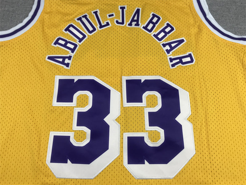 Men's Los Angeles Lakers Kareem Abdul-Jabbar Gold Hardwood Classics Jersey