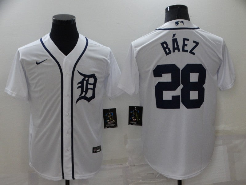 Men's Detroit Tigers Javier Baez White Replica Baseball Jersey