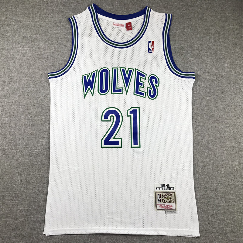 Men's Minnesota Timberwolves Kevin Garnett White Hardwood Classics Swingman Jersey